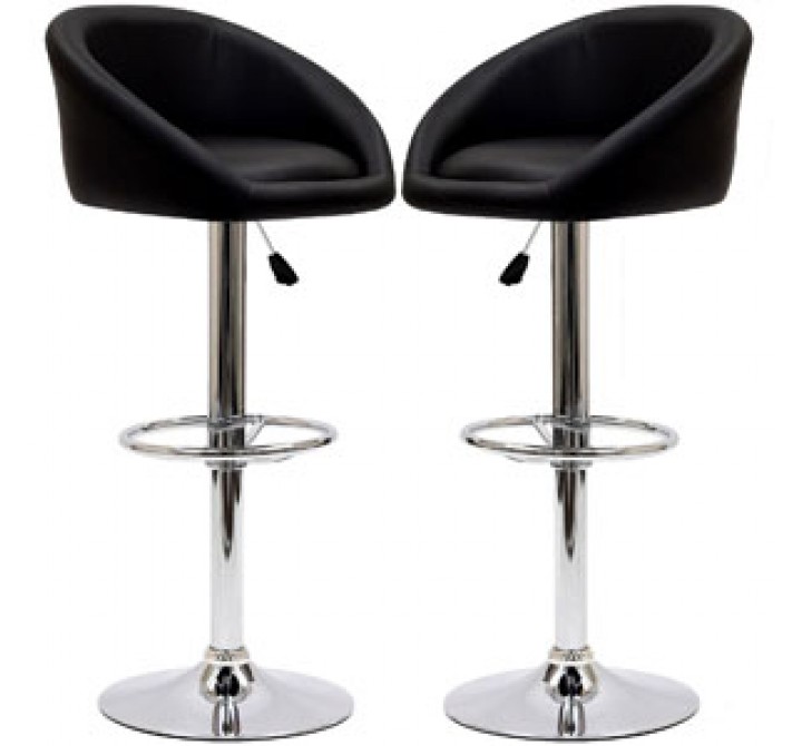 Modway Marshmallow Bar Stools Set of 2 in Black