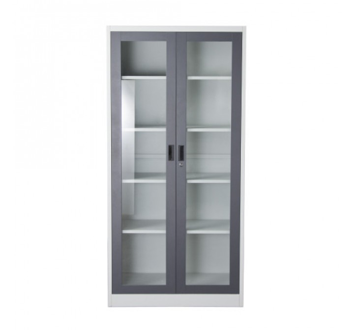 Diamond Sofa 2-Door 5-Shelf Bookcase with Tempered Glass Door Front & Key Lock Entry