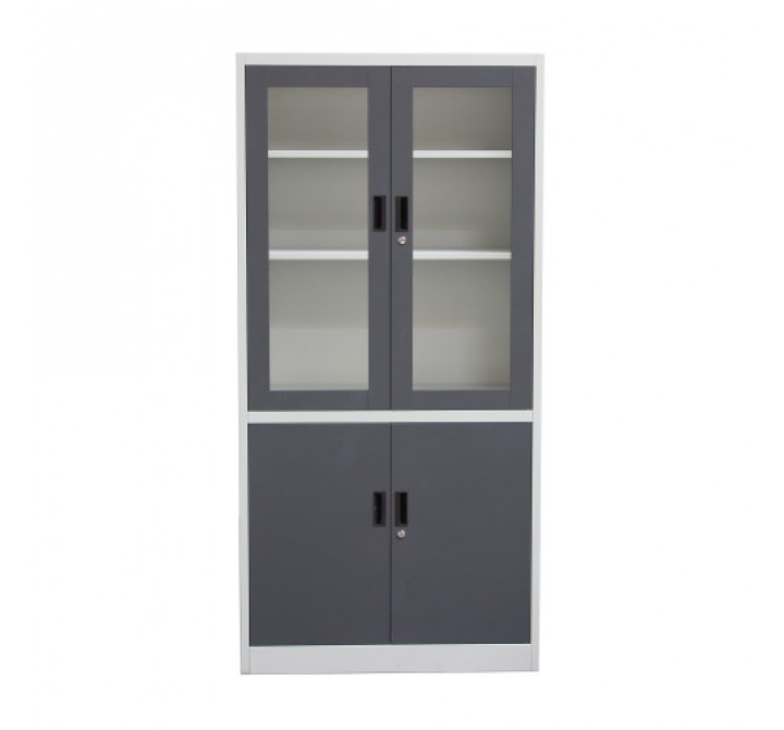 Diamond Sofa 4-Door 5-Shelf Bookcase with Tempered Glass Door Front & Key Lock Entry