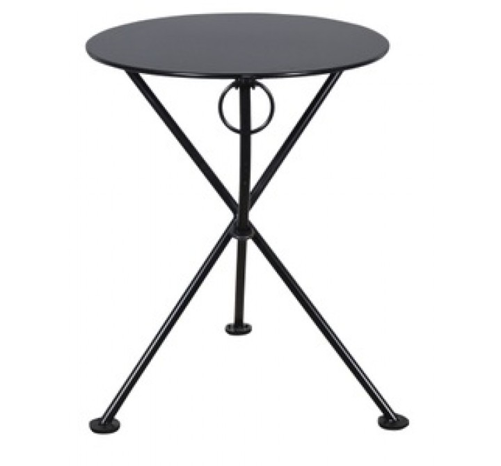 Furniture Designhouse French Cafe Bistro 24' Square Folding Table - Powder Coated Steel Top and Legs - Jet Black, Black Green 