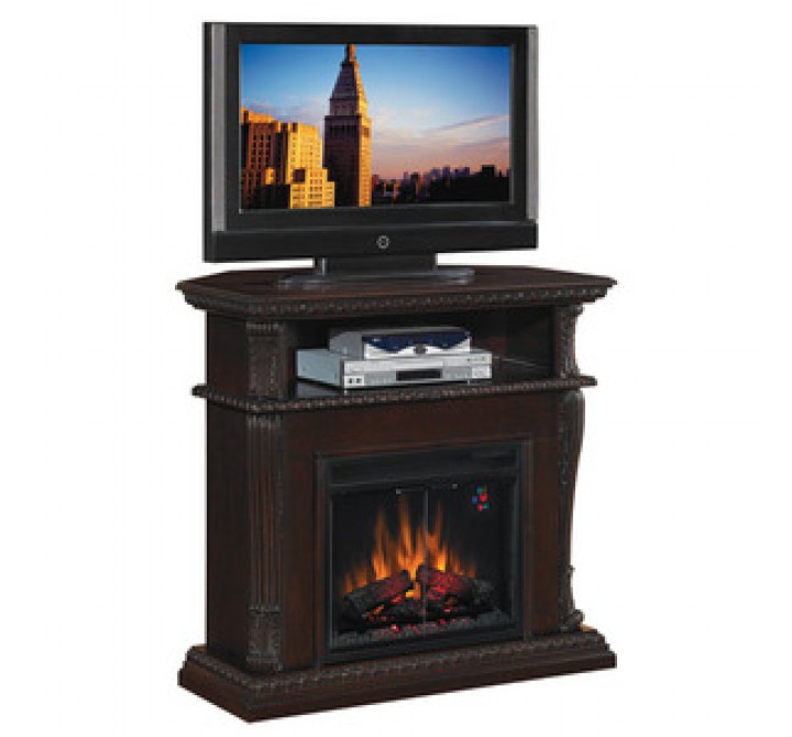 Fireside America Classic Flame 23 Inches Corinth 2 In 1 Media Center with Electric Fireplace - Burnished Walnut