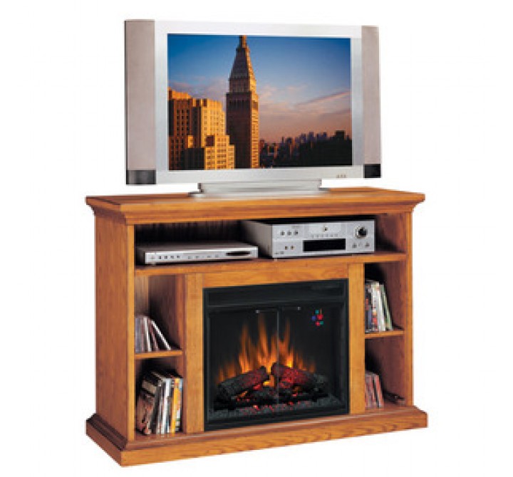 Fireside America Classic Flame 23 Inches Beverly Media Center With Electric Fireplace - Premium Oak