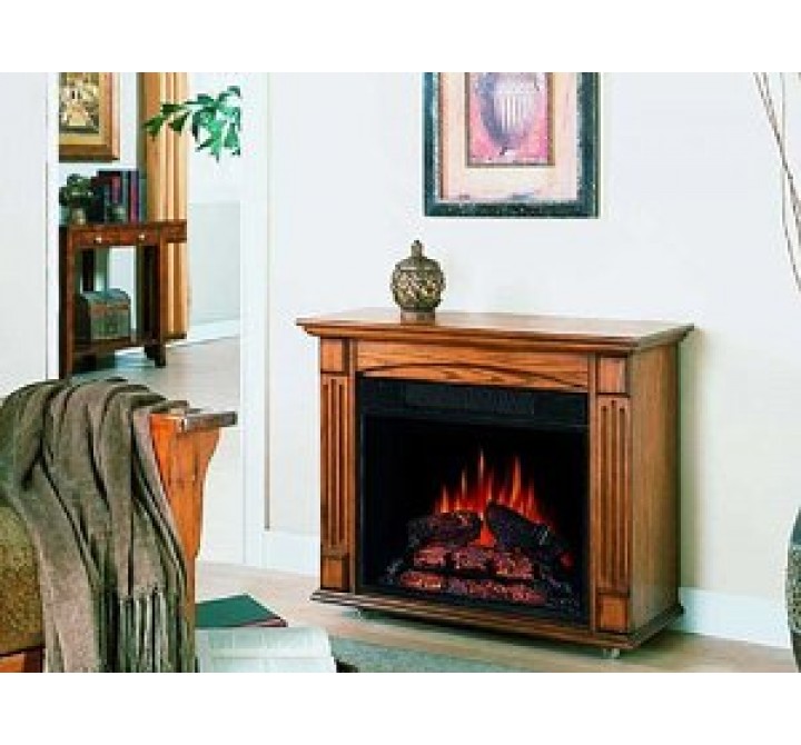 Fireside America Classic Flame 23 Inches Lancaster Portable Room Heater Antique Oak Multi Function Remote Control