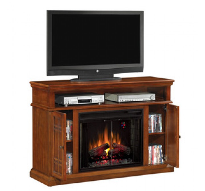 Fireside America Classic Flame 28 Inches Carmel Home Theater with Electric Fireplace - Premium Pecan Cherry
