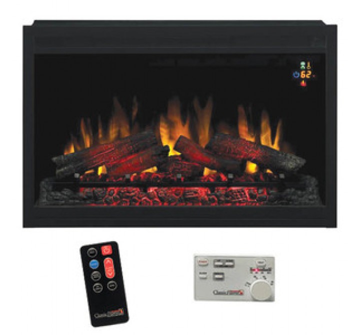 Fireside America Classic Flame 36 Inches Traditional Elegance Built-In Electric Builder Box with Fixed Glass