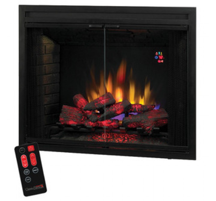 Fireside America Classic Flame 39 Inches Built-In Electric Fireplace with Glass Doors