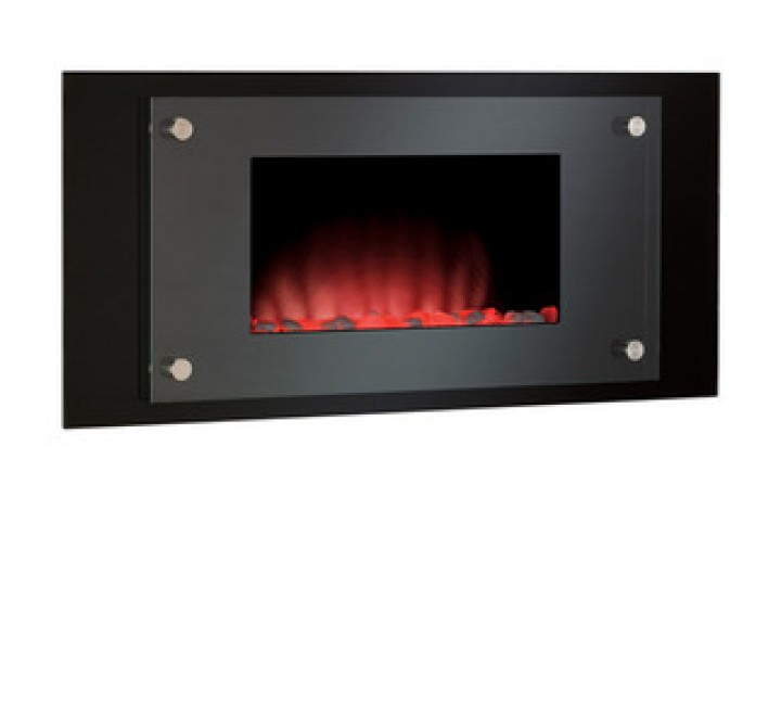 Fireside America Classic Flame 35 Inches Harmony Fire Display - Wall Hanging Fireplace - Black with Stainless Steel Accents