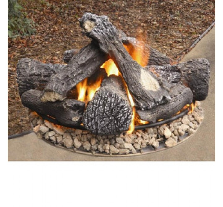 Fireside America Heatmaster 24-Inch Midnight Expressions Gas Log Fire Pit Kit - NA Fuel