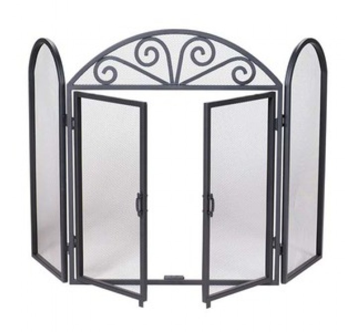 Fireside America 3 Panel Arch Scroll Screen with Doors