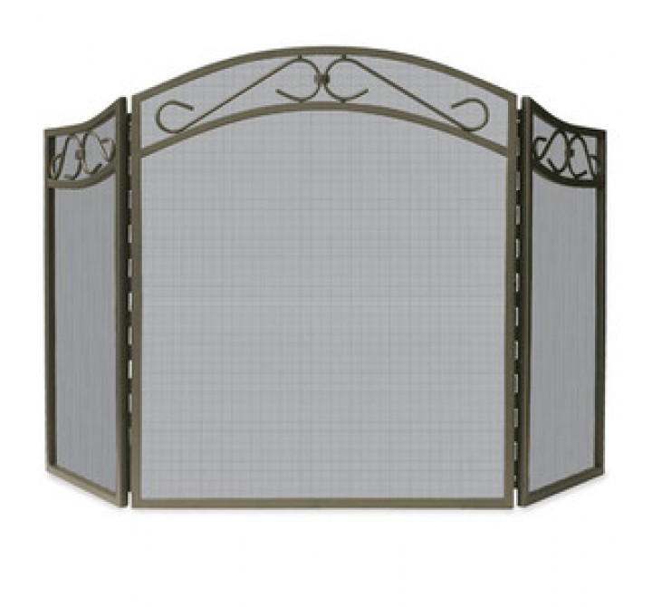 Fireside America 3 Panel Screen With Decorative Scroll