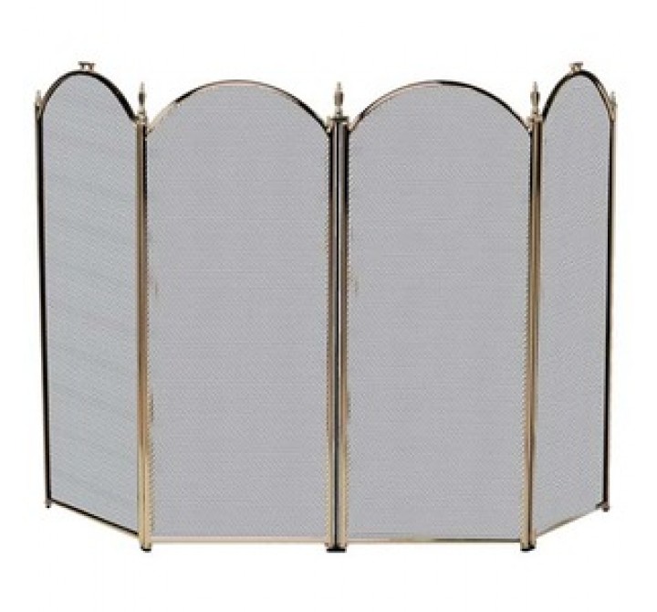Fireside America Four Panel Arched Screen - Antique Brass