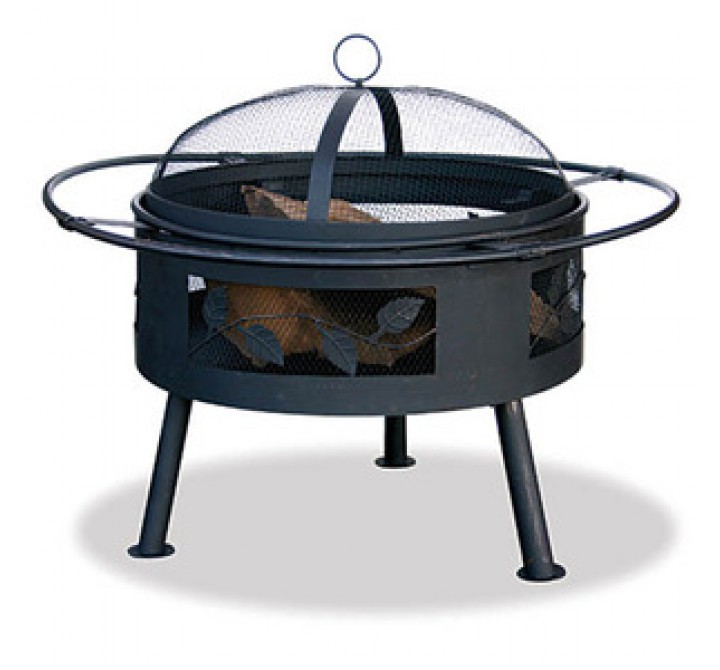 Fireside America Aged Bronze Fire Bowl with Leaf Design