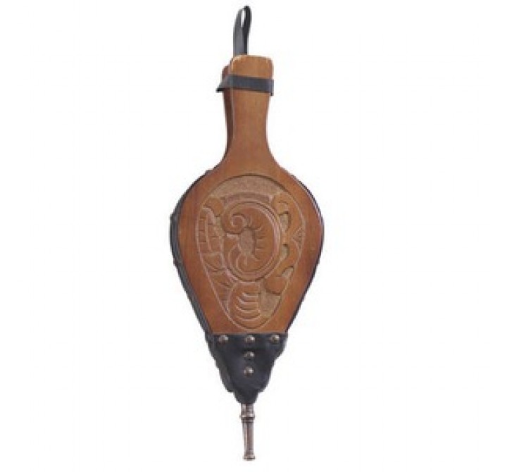 Fireside America Uniflame Wood and Simulated Leather Bellow Carved w/Dark Stain