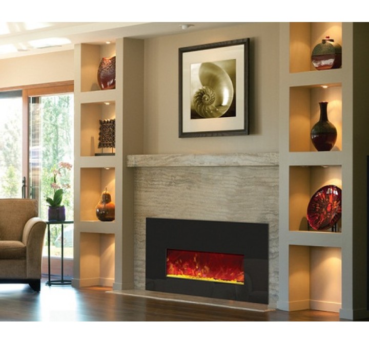 Amantii Small Insert Electric Fireplace w/ Black Glass Surround