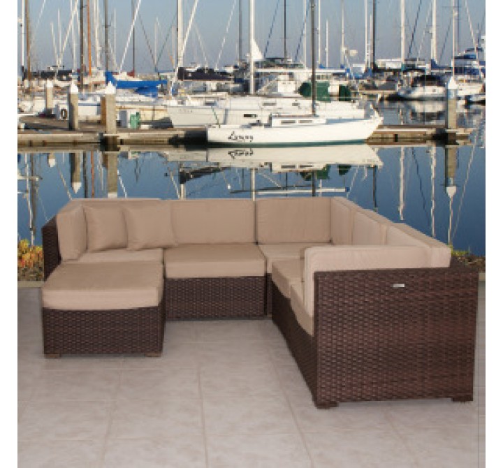 International Home Miami Atlantic Bellagio Sectional Deluxe Six Piece Set