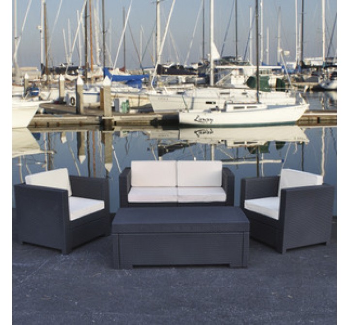 International Home Miami Atlantic Rimini PVC Wicker Style Set in Grey