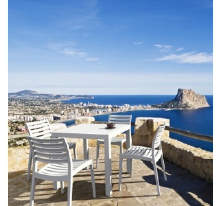 Ares Resin Square Dining Set with 4 chairs White