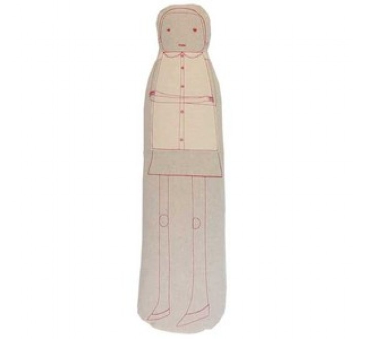 k studio Female Figure Pillow - Natural with Red Stitch