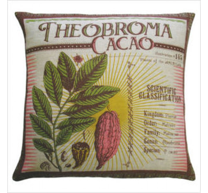 Koko Company Botanica 20" x 20" Linen Pillow with Theobroma Cacao Print