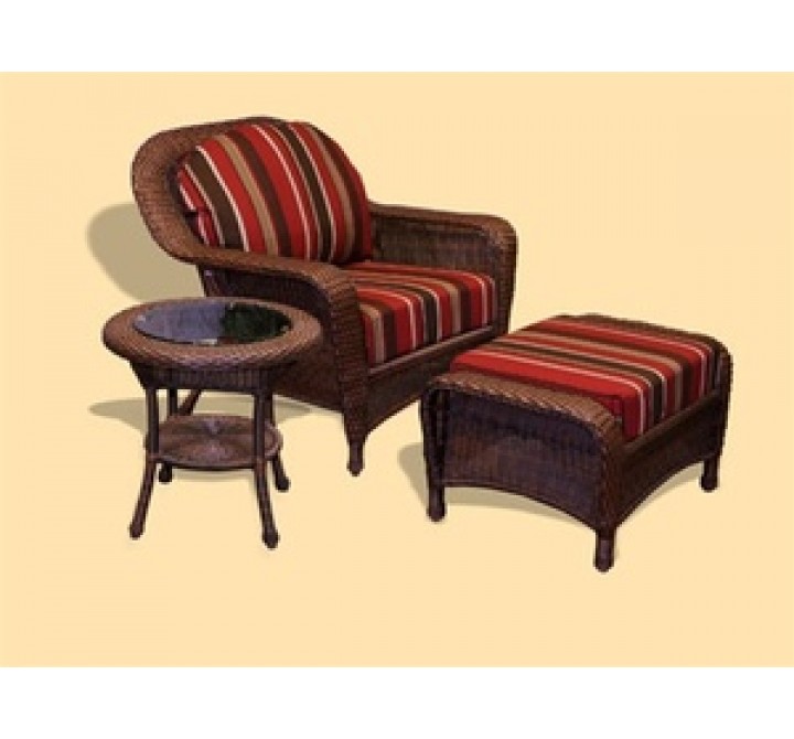 Tortuga Outdoor Sea Pines Club Chair, Ottoman, and End Table