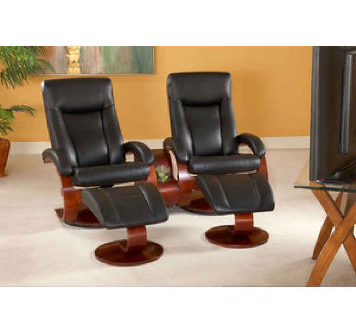 Mac Motion Recliner Black Leather (3 Seats) Merlot Finish