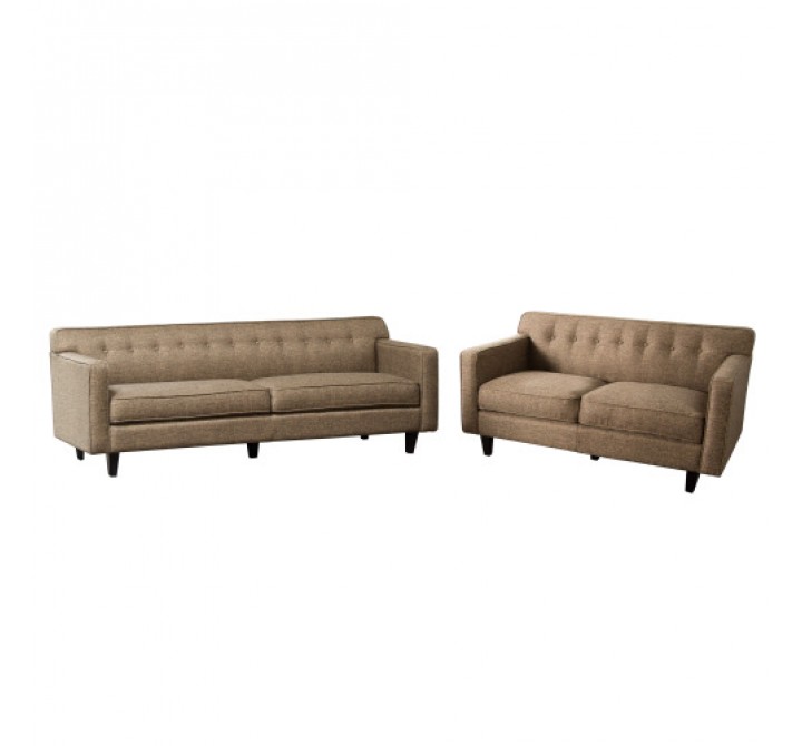 Diamond Sofa Mid-Century Sofa Loveseat in Pepper Tweed Fabric Set of 2