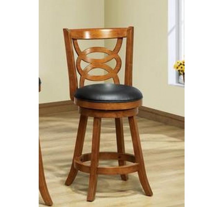 Monarch Specialties Dark Oak Solid Wood 39" Swivel Counter Stool - Set of 2
