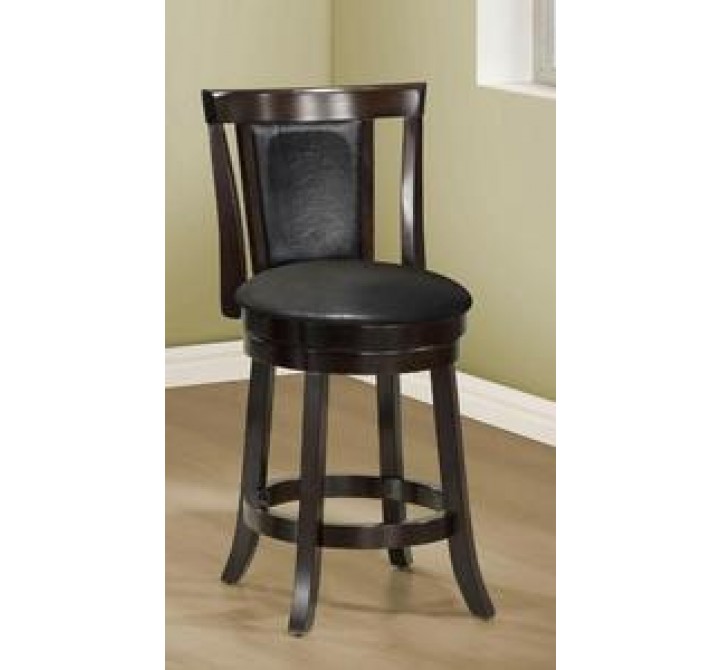 Monarch Specialties Black / Cappuccino Wood 39" Swivel Counter Stool - Set of 2