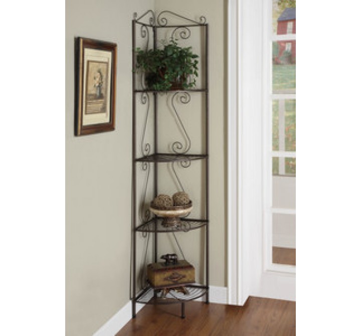 Monarch Specialties Copper Metal 70"H Corner Display Etagere