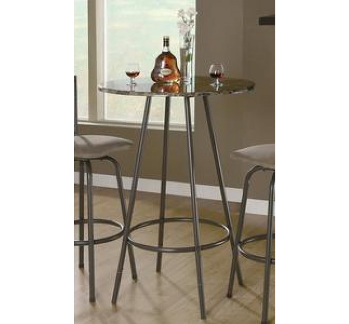Monarch Specialties Cappucino Marble / Coffee Metal 30"Dia Bar Table
