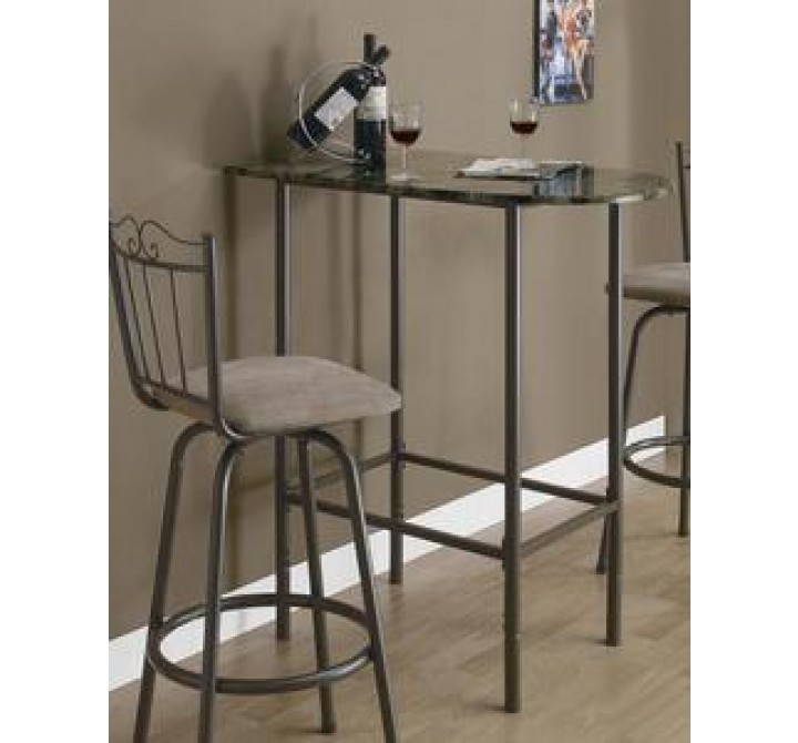 Monarch Specialties Cappuccino Marble / Coffee Metal 24"X 36" Spacesaver Bar