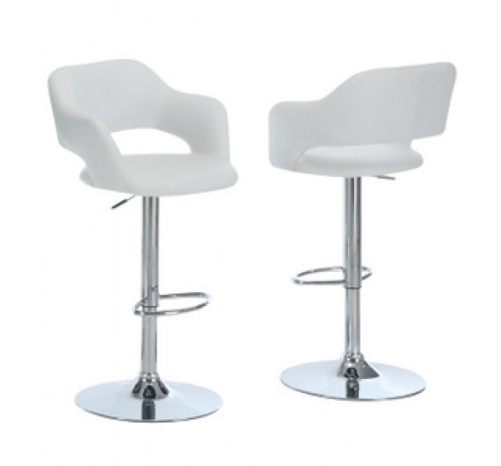 Monarch Specialties White / Chrome Metal Hydraulic Lift Barstool
