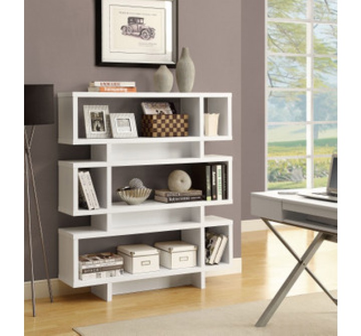 Monarch Specialties White Hollow-Core 55"H Modern Bookcase