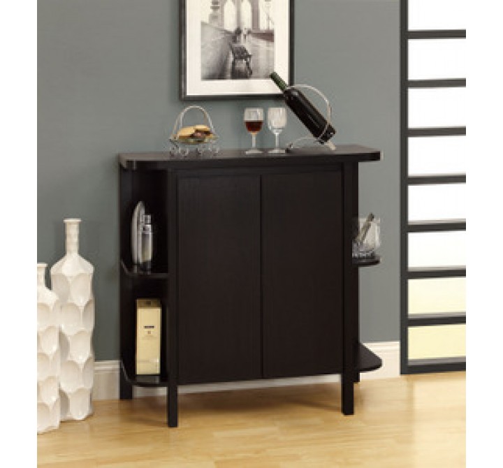 Monarch Specialties Cappuccino 36"H Bar Unit With Bottle And Glass Storage