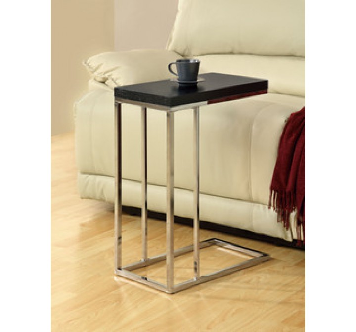 Monarch Specialties Cappuccino Hollow-Core / Chrome Metal Accent Table