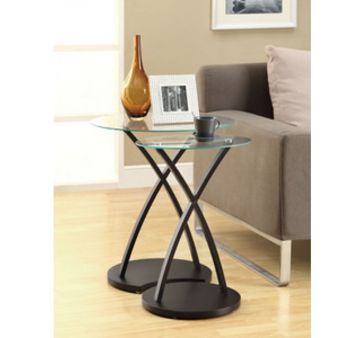Monarch Specialties Cappuccino Bentwood 2pcs Nesting Table Set