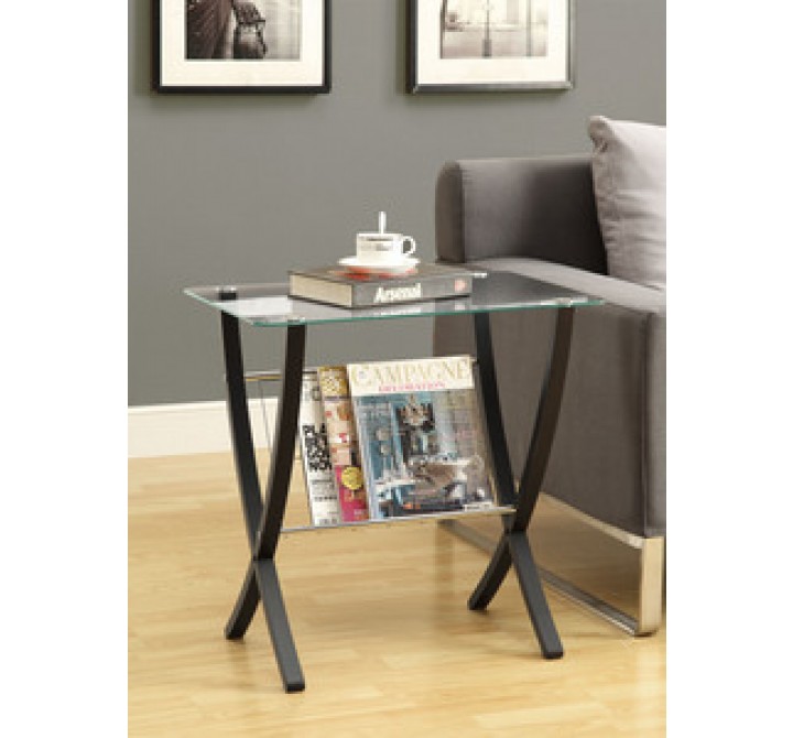 Monarch Specialties Cappuccino Bentwood Magazine Table With Tempered Glass