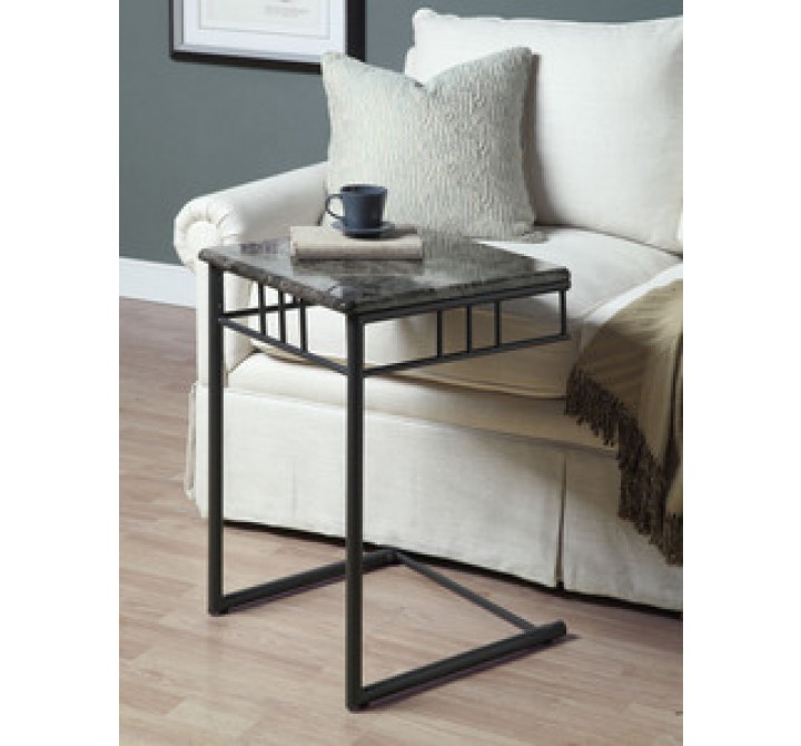 Monarch Specialties Grey Marble / Charcoal Metal Snack Table