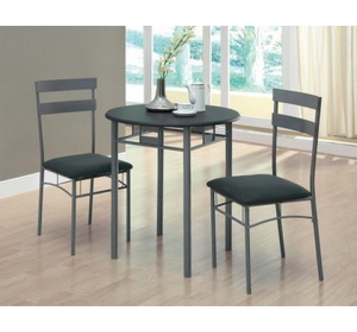 Monarch Specialties Black / Silver Metal 3pcs Bistro Set
