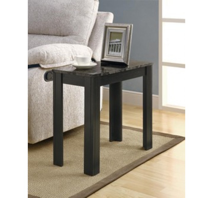 Monarch Specialties Black / Grey Marble Accent Side Table