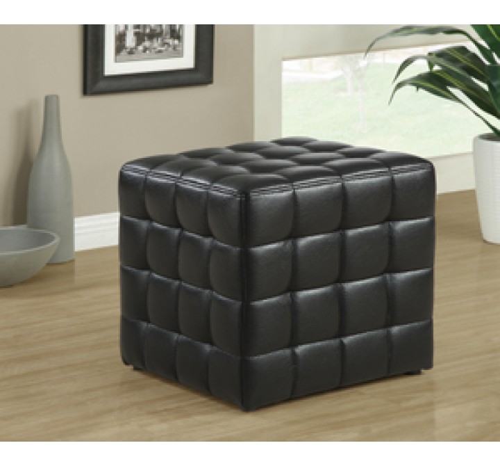 Monarch Specialties Black Leather-Look Ottoman