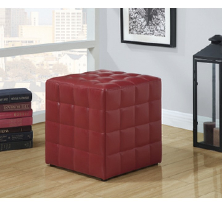 Monarch Specialties Red Leather-Look Ottoman