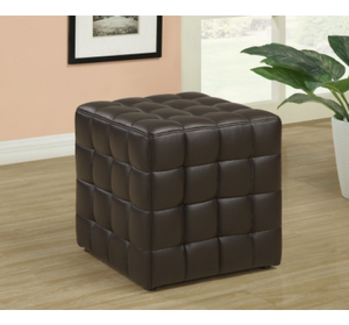 Monarch Specialties Dark Brown Leather-Look Ottoman