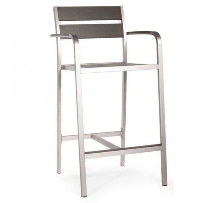 Zuo Modern Megapolis Bar Chair Brushed Aluminum