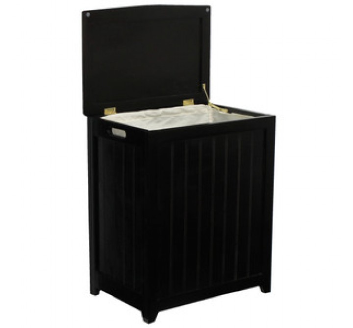 Mahogany Finished Rectangular Laundry Wood Hamper
