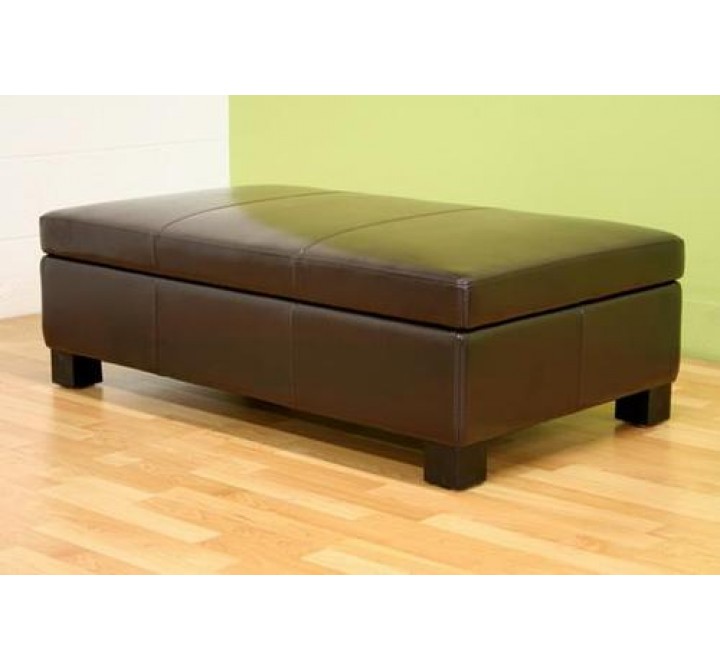 Baxton Studio Gallo Dark Brown Leather Storage Ottoman
