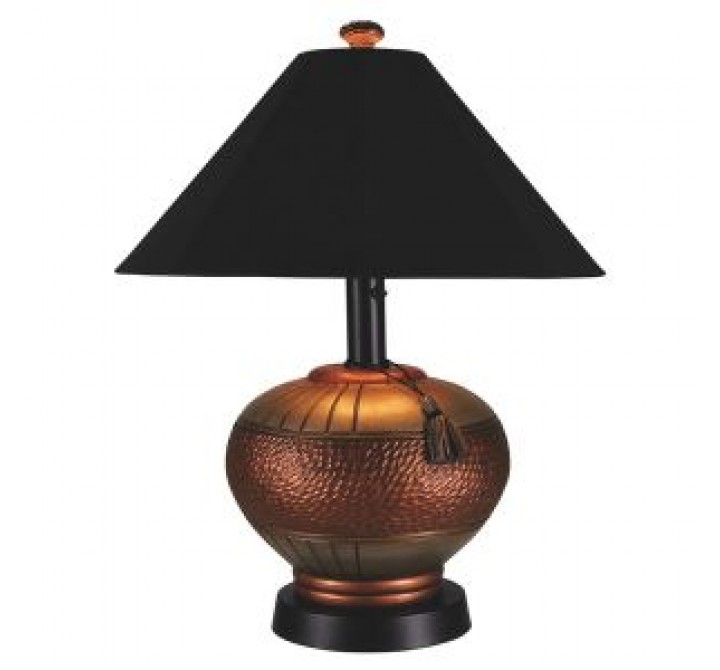 Patio Concepts 60" Phoenix Outdoor Copper Table Lamp with Black Sunbrella Shade