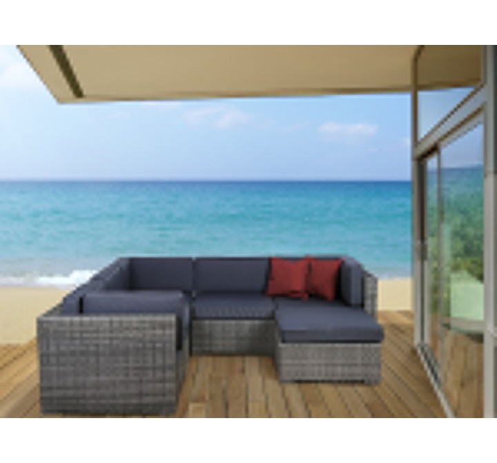 International Home Miami Atlantic Bellagio 6 pc Grey Wicker Seating Set with Cushions