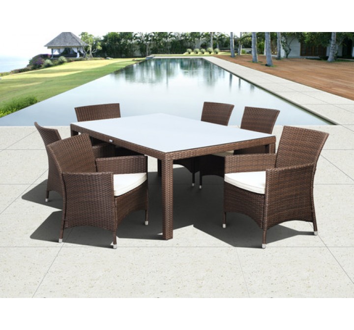 International Home Miami Atlantic Grand New Liberty Deluxe Rectangular 7 Piece Patio Dining Set withCushions
