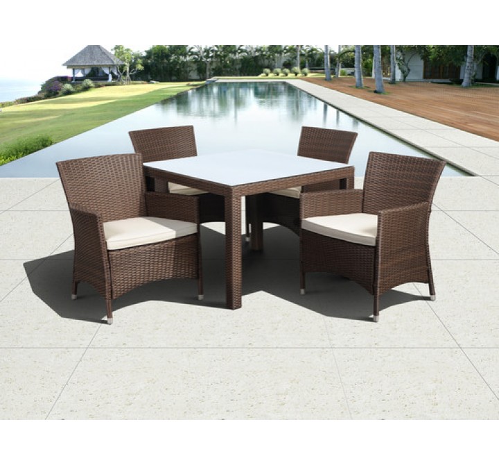 International Home Miami Atlantic Grand New Liberty Deluxe Square 5 Piece Patio Dining Set with Cushions